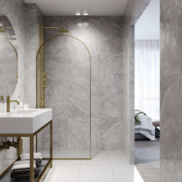 Arden 34" W x 78" H Fixed Framed Shower Screen with 3/8" Clear Glass added by laura phillips