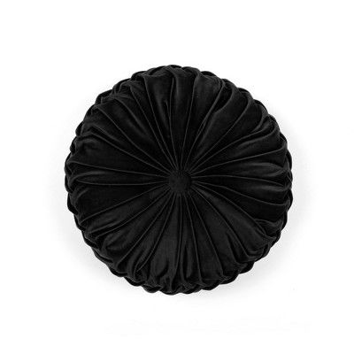 15" Velvet Round Throw Pillow Black - Lush Décor added by HELEN SALGADO