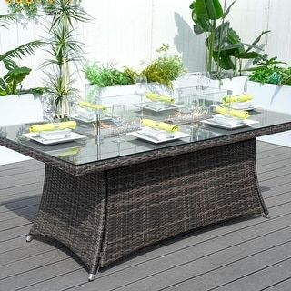 Direct Wicker Ellington Rectangle Gas Firepit Rattan Dining Table - Bed Bath & Beyond - 33598165 added by Erica Ramon