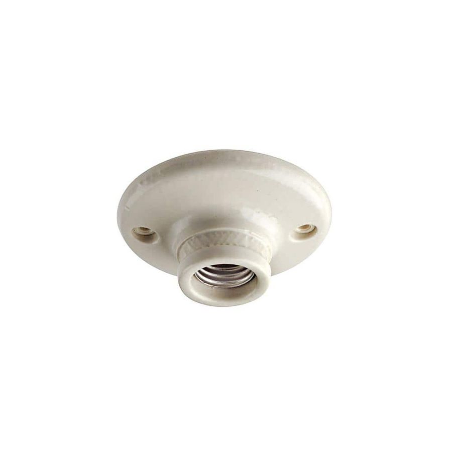 Leviton 660 Wat Medium Base One-Piece Single Circuit Keyless Ceiling Mount Glazed Porcelain Incandescent Lampholder, White 9874 - The Home Depot added by Sara Charlesworth