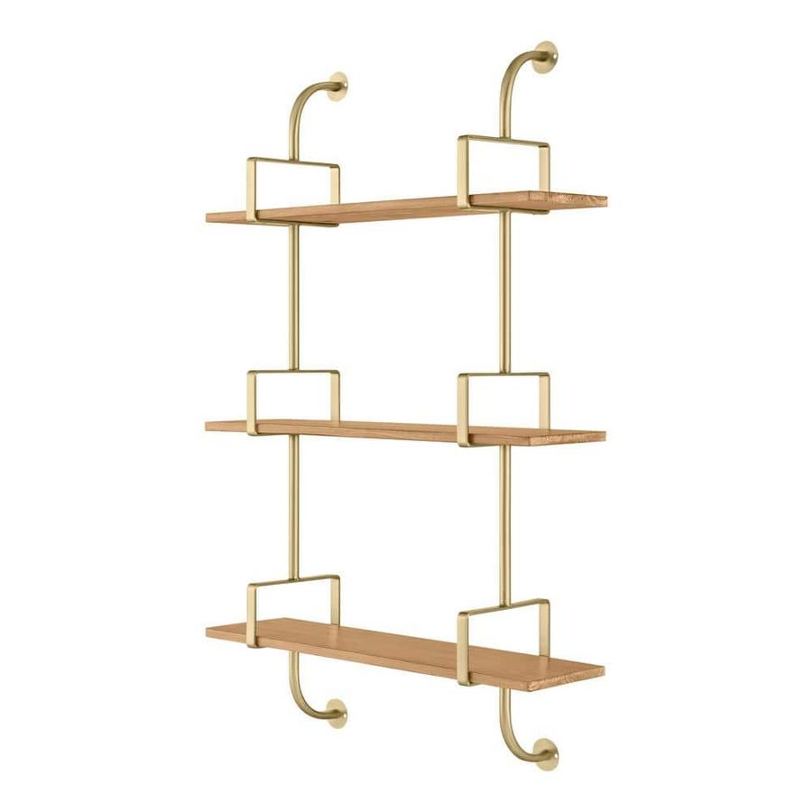 Home Decorators Collection Gold Metal and Natural Wood Wall Shelf (21 in. W x 34 in. H) 99KG107K8N - The Home Depot added by Sunayna Ravula