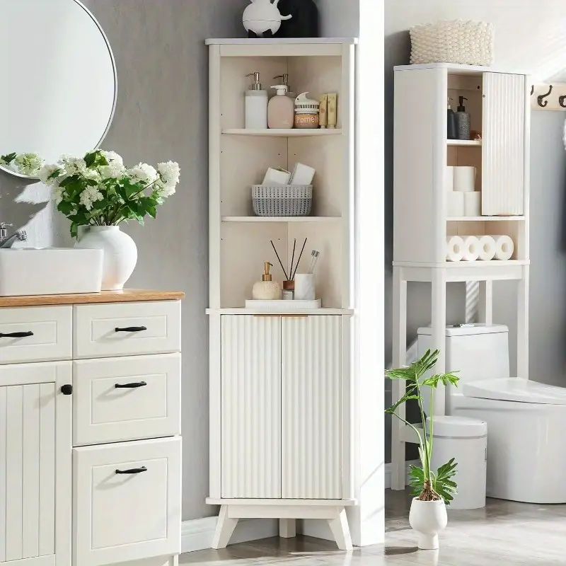 Fluted Corner Cabinet Tall Modern Storage Cabinet - Temu added by Sarah Jackson