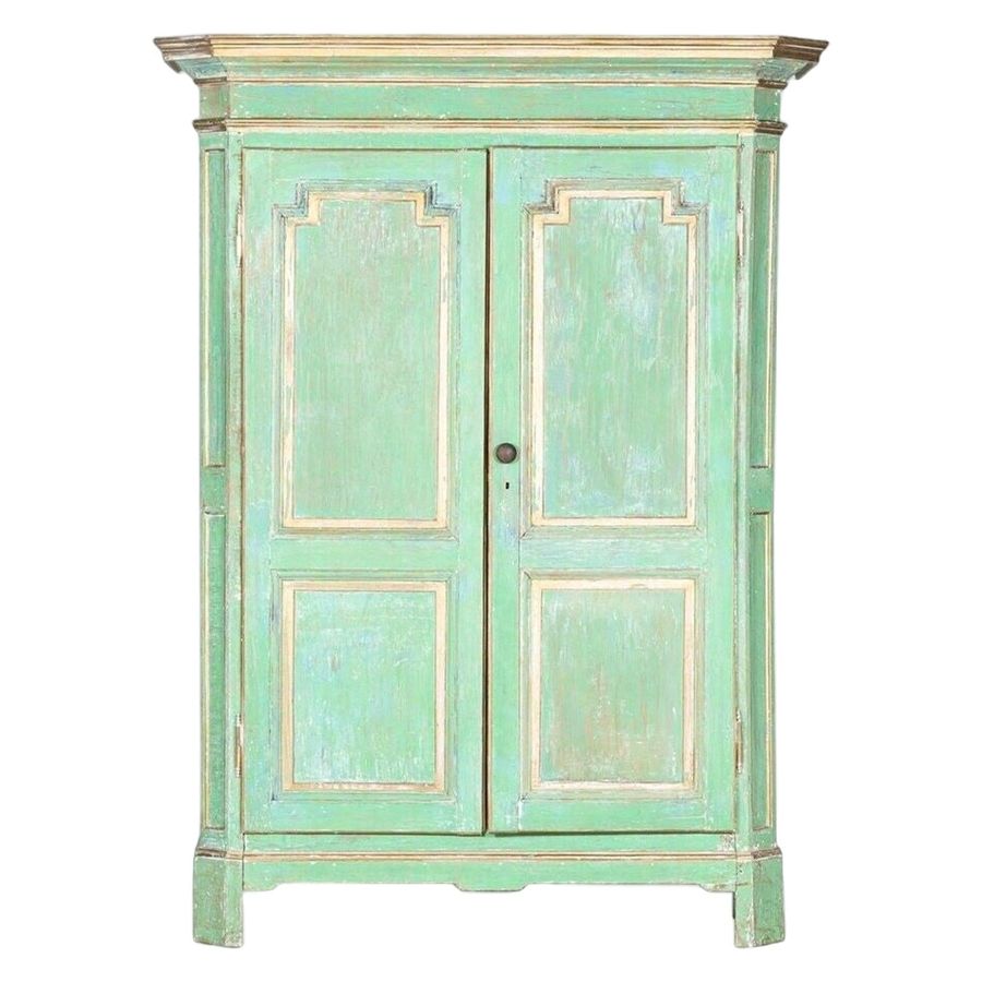 19th Century French Dry Scraped Painted Pine Wardrobe, 1820s added by Jasmine Fitzgerald