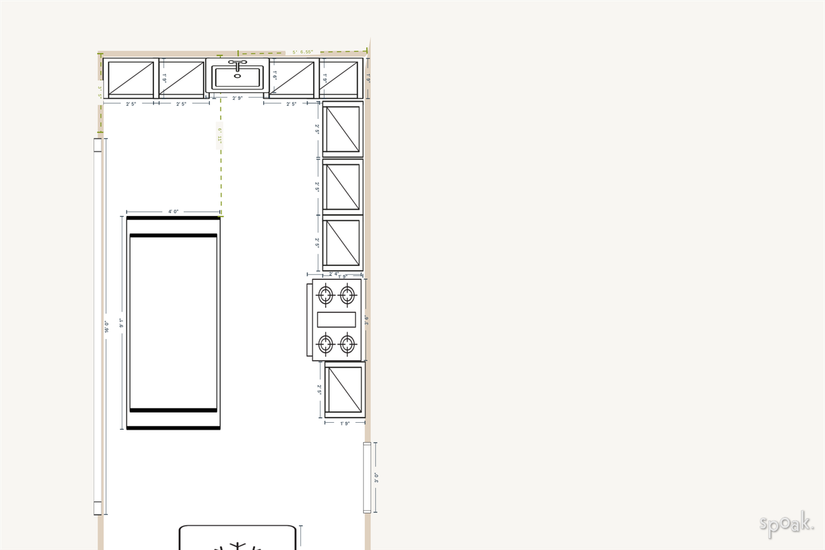 Rectanglar Kitchen Plan designed by Hilary Howard