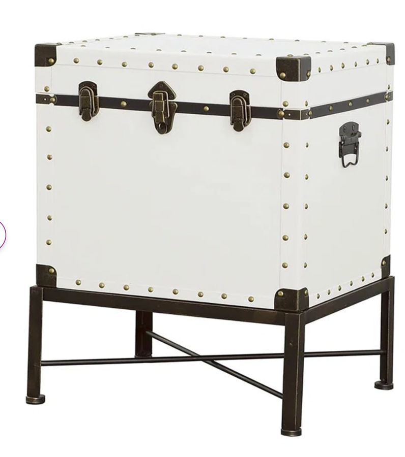 Klowi Accent Trunk with Nailhead Trim in White added by Lauren Houston