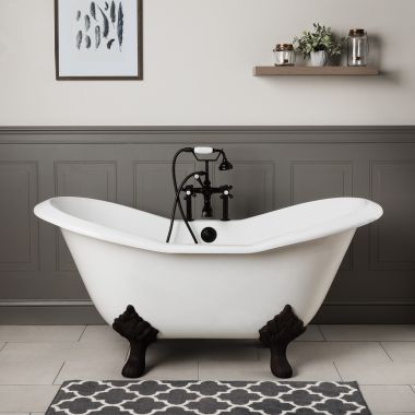 Grace Cast Iron Double Slipper Tub - Rim Faucet Drillings - Lion Paw Feet added by Caroline Leonard