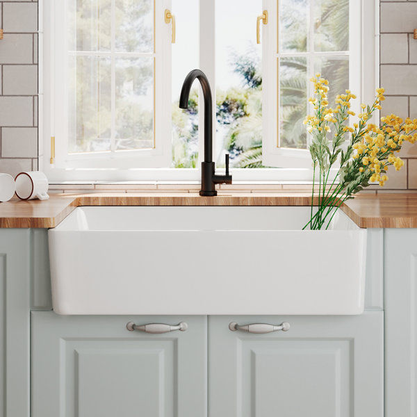 Feast 33" L x 20" W Single Bowl Farmhouse Kitchen Sink with Sink Grid and Basket Strainer added by Kiersten Wulff