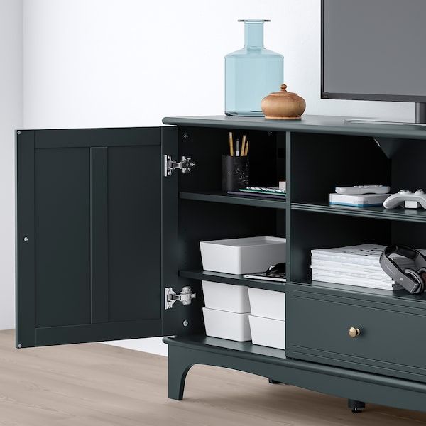LOMMARP TV unit, dark blue-green, 62 5/8" x 17 3/4" x 31 7/8" added by Kate Lynn Nemett