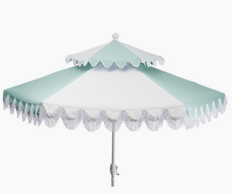 Ginny Two-Tier Patio Umbrella, Mint/White added by Meg Coffey