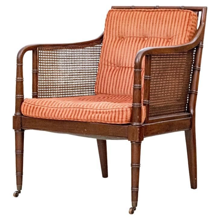 Regency Style Faux Bamboo And Cane Upholstered Lounge Chair added by Jennifer Hickey