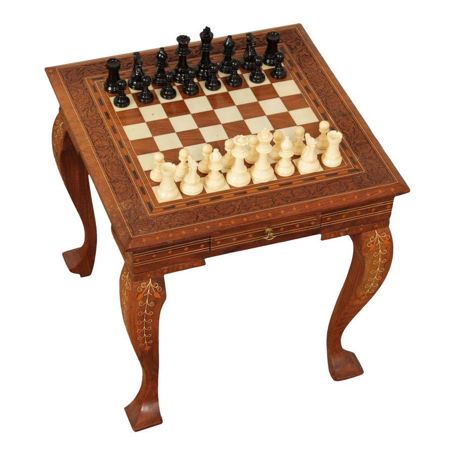 Vintage Moroccan Carved and Inlaid Chess Game Table added by Laura Martin