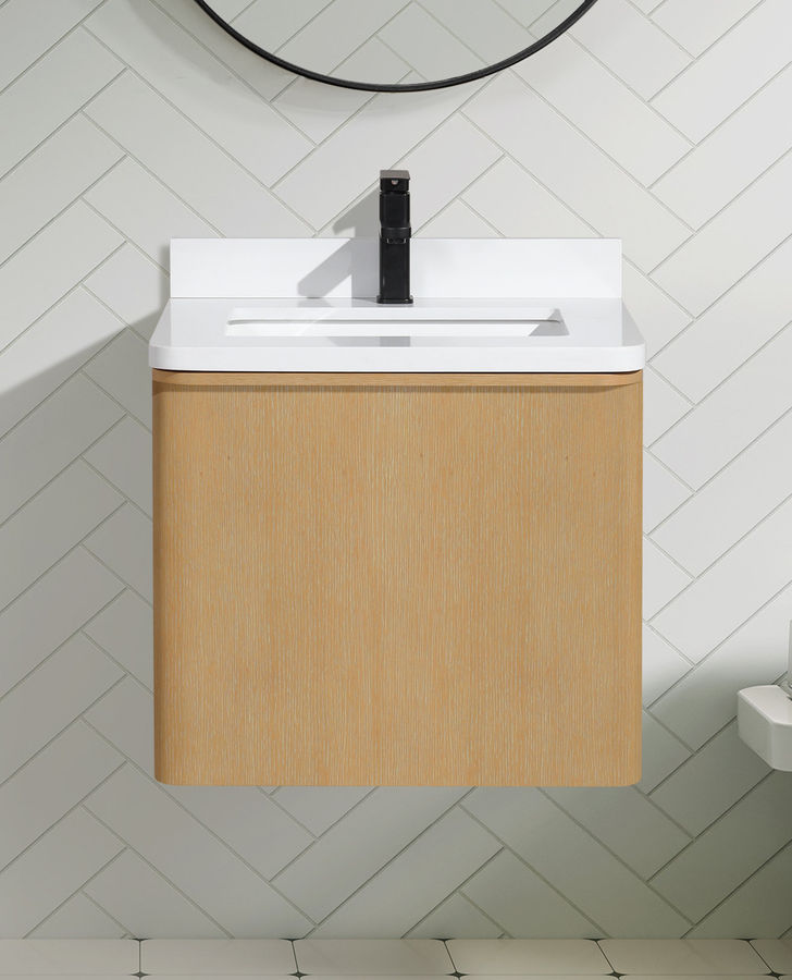 Ebern Designs Bueche 24" Single Floating Bathroom Vanity With Engineered Quartz Top | Wayfair added by Lindsay Schultz