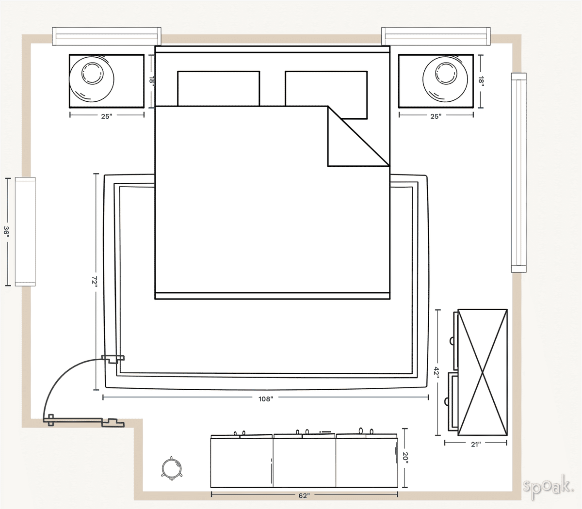 Bedroom Floor Plan designed by Jill Fagan