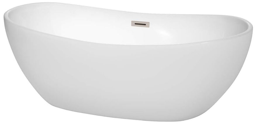 Rebecca 65 inch Freestanding Bathtub in White with Brushed Nickel Drain and Overflow Trim added by Morgan Hatch