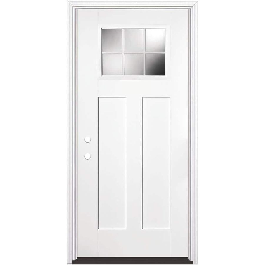 Masonite 36 in. x 80 in. Craftsman 6 Lite Right-Hand Inswing Primed White Smooth Fiberglass Prehung Front Door w/ Brickmold 27158 - The Home Depot added by Zanneta Peart Bennett