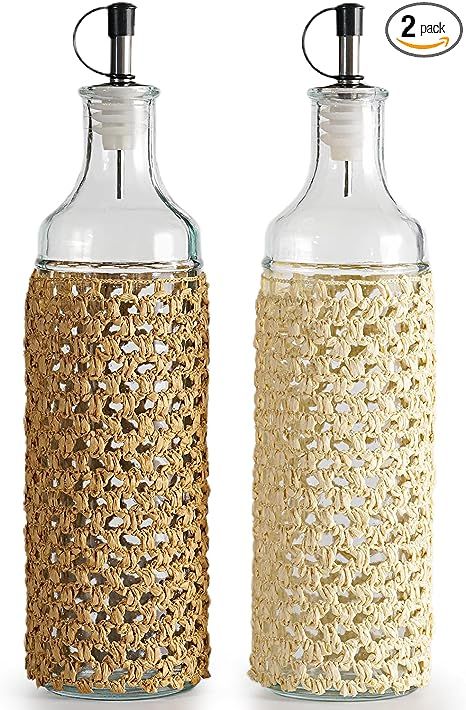 getstar Olive Oil Dispenser Bottle for Kitchen, Glass Oil and Vinegar Dispenser Set of 2 with Stainless Steel Pour Spouts and Hand-made Decorative Cover, Farmhouse Kitchen Decor added by Kaci Chesser McCombs