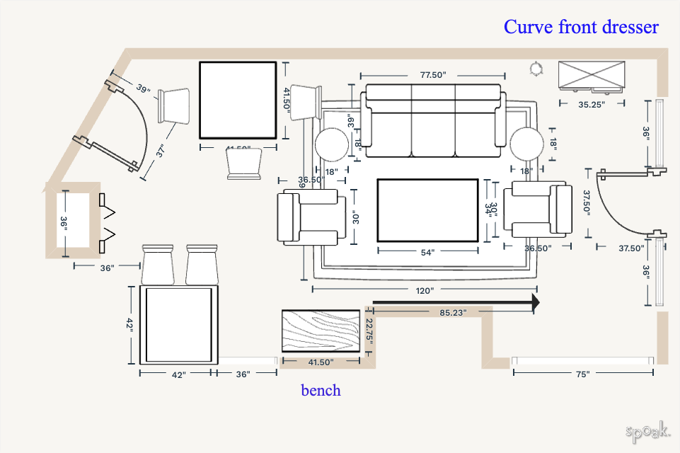 TV Room Layout designed by Grace Wagenman