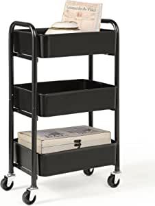 SunnyPoint 3-Tier Delicate Compact Rolling Metal Storage Organizer - Mobile Utility Cart Kitchen/Under Desk Cart with Caster Wheels (BLK, Compact (15.5" X 26.8" X 10.27")) added by Lily Blattner