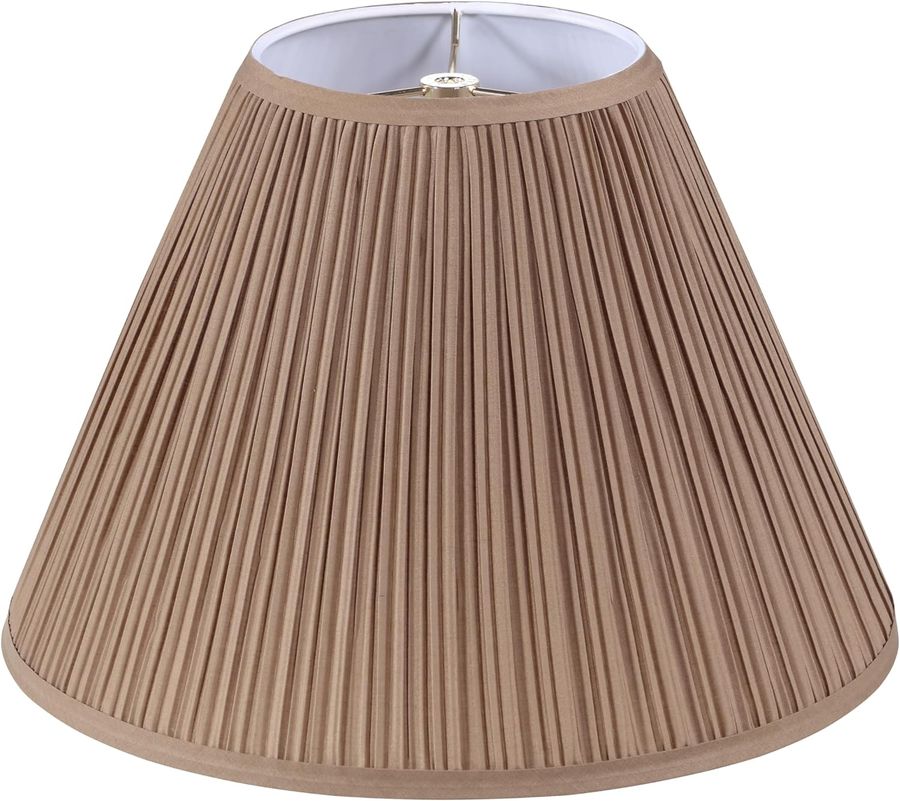 Aspen Creative 33171, Hardback Empire Transitional Spider Lamp Shade, Mushroom Pleated Tan Brown Faux Silk Fabric, 6-1/2" Top x 15" Bottom x 11" Slant Height added by Blaire Gremillion