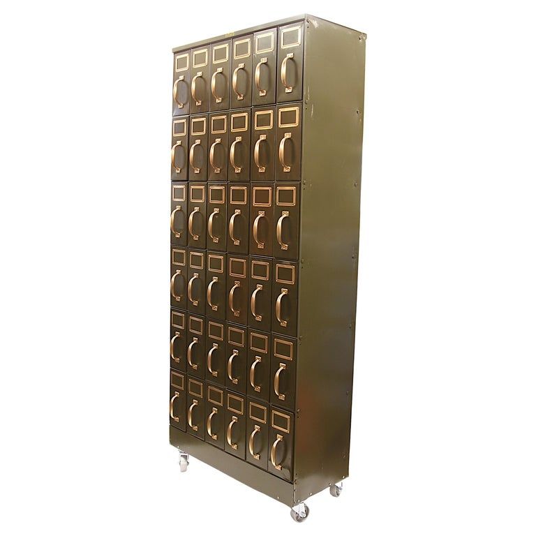 Vintage Industrial Brass and Steel Court House File Cabinet Wall-Unit added by Haylee Gibson
