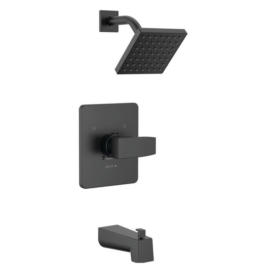 Delta Modern Angular 1-Handle Wall Mount Tub and Shower Trim Kit in Matte Black (Valve Not Included) T14467-BL-PP - The Home Depot added by Erin Vernon