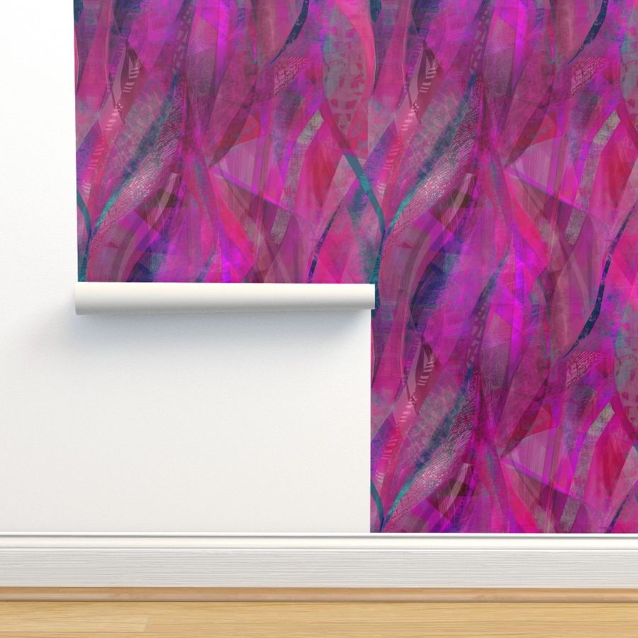 Magenta purple abstract ribbons Wallpaper | Spoonflower added by Bridgette Pickering