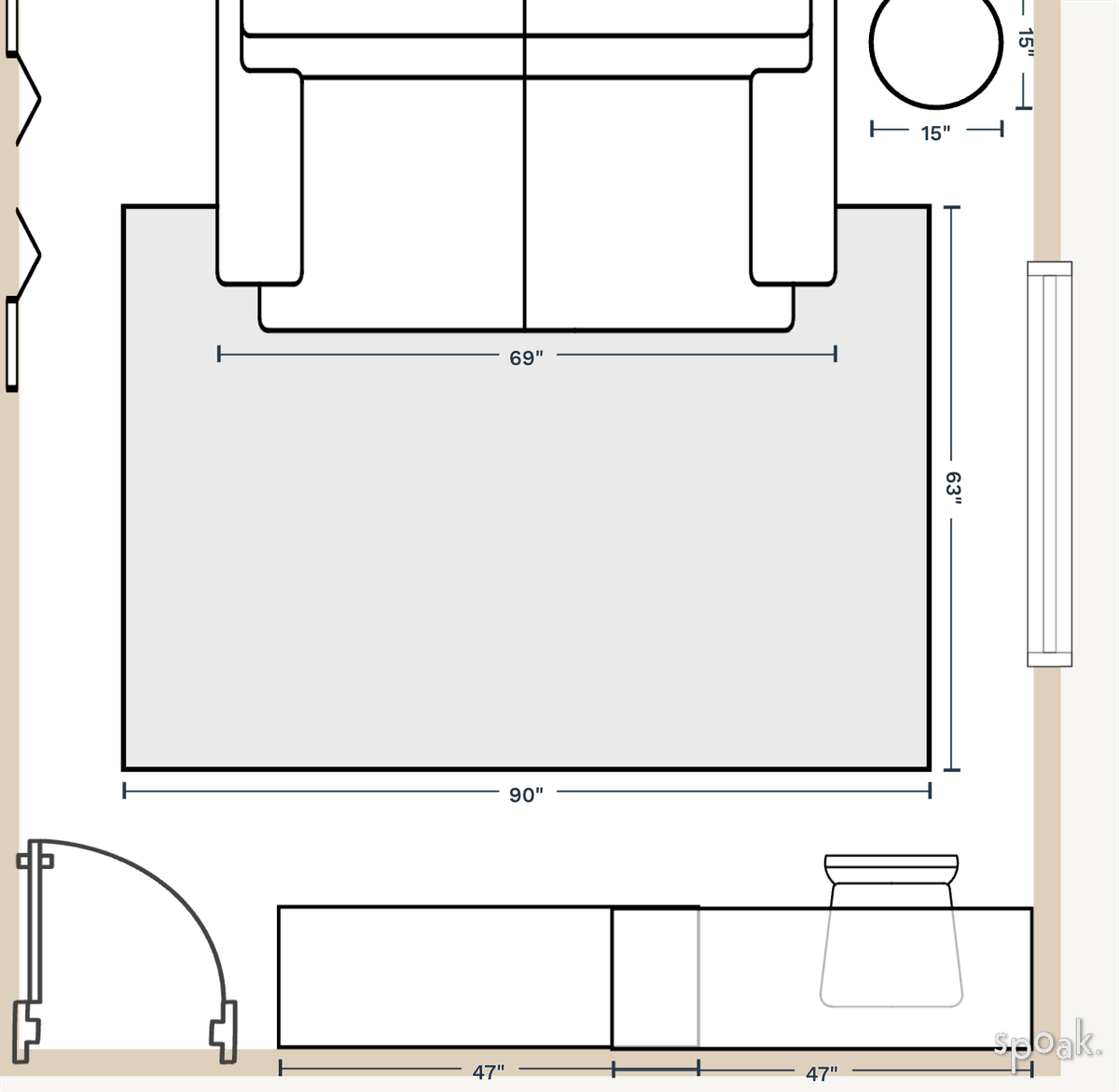 Living + Dining Room Plan designed by Nicole Fuentes