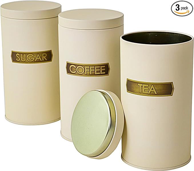 SARKAP Canisters Sets for The Kitchen – 3 Piece Kitchen Canisters for Countertop, Coffee Canister Tea Flour and Sugar Containers with Lids, Set of 3 Canisters Sets For The Kitchen (34Oz) (White) added by Sarah Jackson