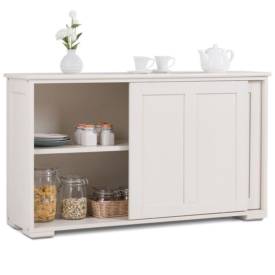 Costway Kitchen Storage Cabinet Sideboard Buffet Cupboard Wood Sliding Door Pantry - Walmart.com added by Where The Heart Is Designs