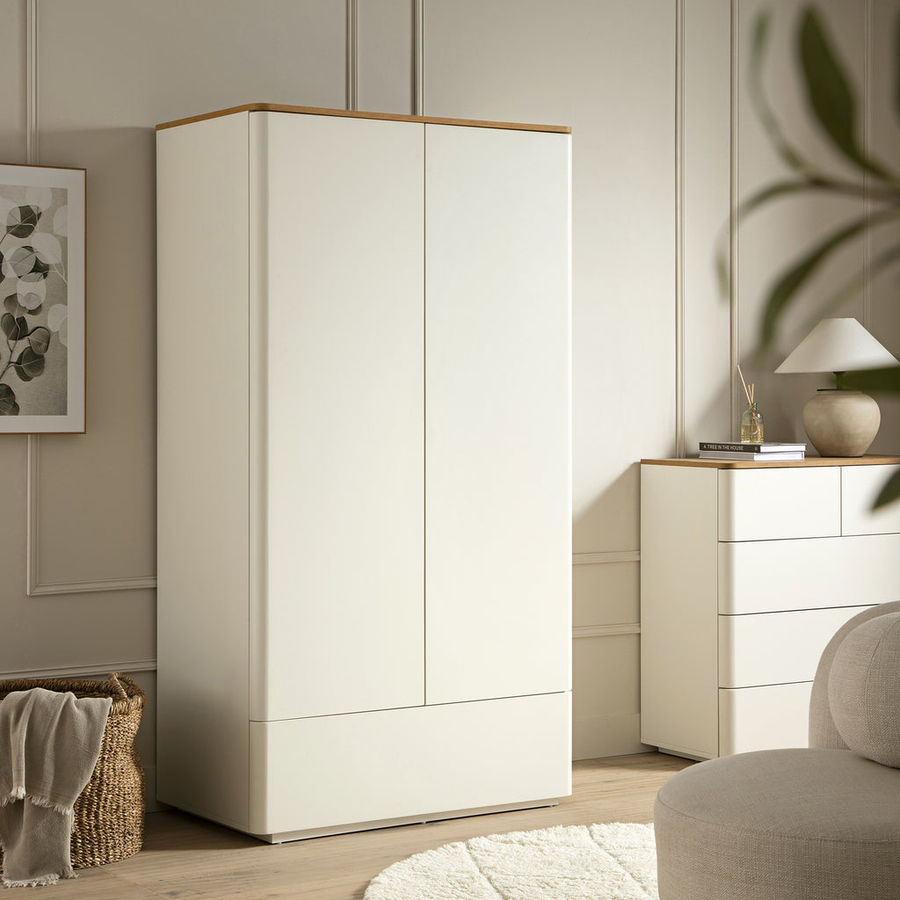 Agnes Curved Edge Double Closet, Off White with Oak Top added by Asger Balle
