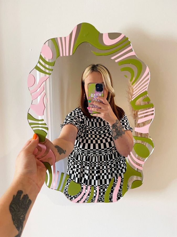 Olive & Pastel Marbling Wavy Mirror - Etsy added by Spoak Member