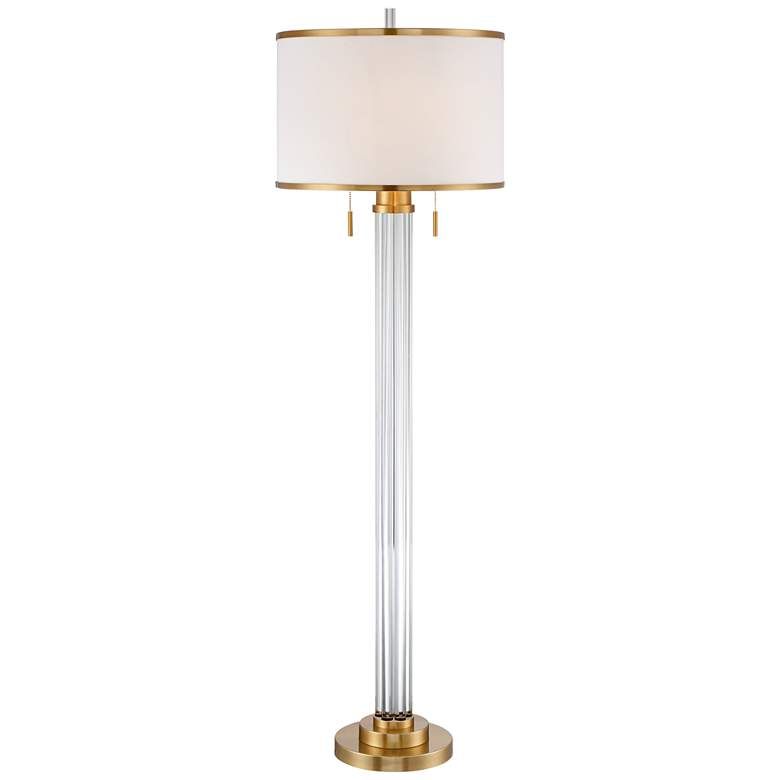 Possini Euro Cadence Crystal Column Floor Lamp Satin Brass - #15D16 | Lamps Plus added by Cheryl Mosley
