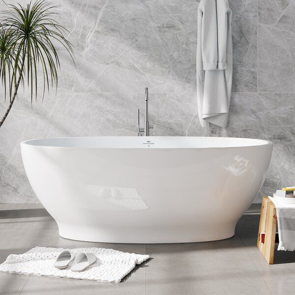 Koh Samui 65" x 32" Freestanding Soaking Acrylic Bathtub with Brushed Nickel Drain added by sheryl kravitz