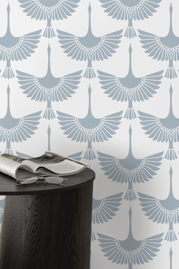 Light Blue Swan Birds Wallpaper / Peel and Stick Wallpaper - Etsy added by Lauren Houston