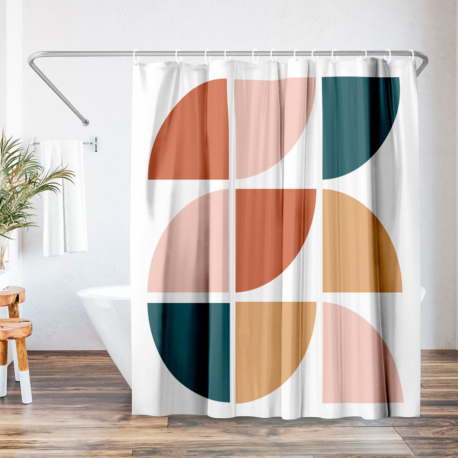 East Urban Home 71" x 74" Shower Curtain, Mid Century Circles by ArtPrink & Reviews | Wayfair added by HELEN SALGADO