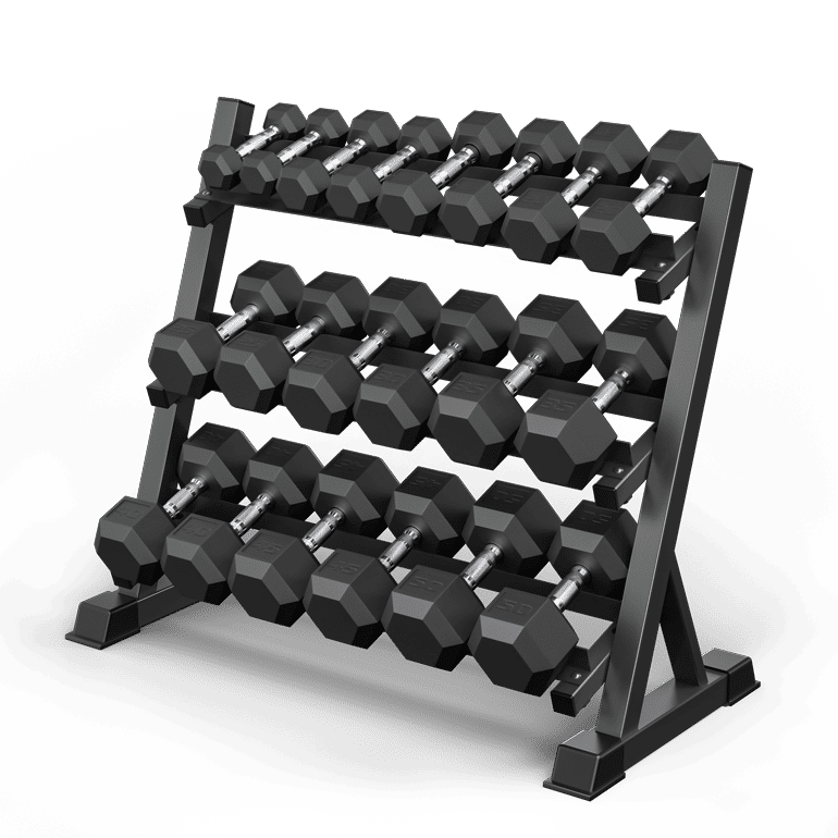 Complete 5-50LB 10 Pair Dumbbell Set with 3-Tier Horizontal Dumbbell Rack added by Emma Justice