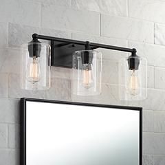 Bellings 24" Wide Black Bar Clear Glass 3-Light Bath Light | www.lampsplus.com added by Spoak Member