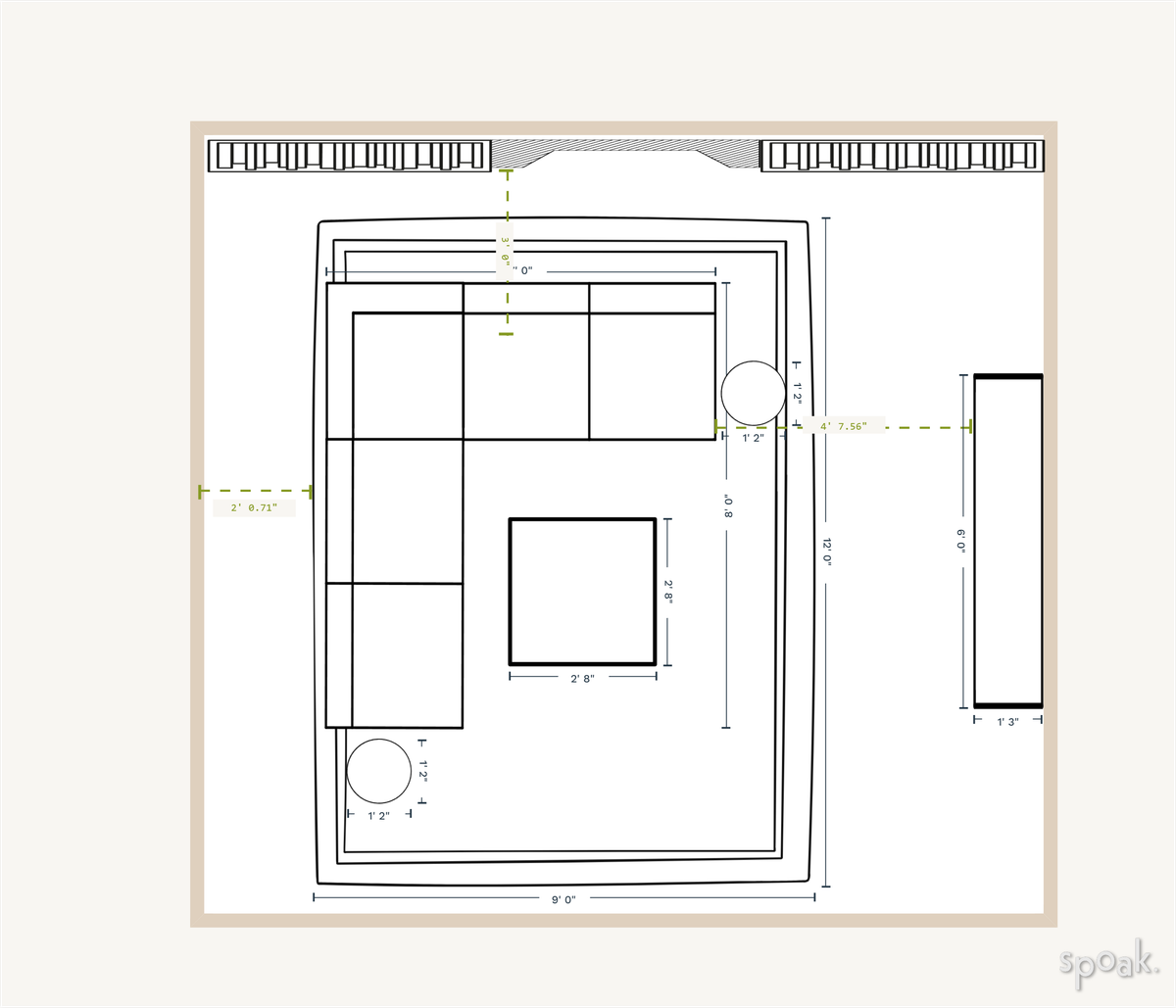Living Room Floor Plan designed by Whitney Crutcher