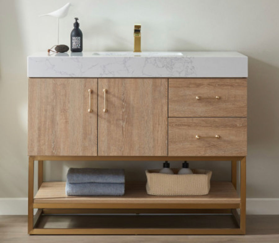 Alistair Vanity, North American Oak With Countertop - Transitional - Bathroom Vanities And Sink Consoles - by Vinnova | Houzz added by Spoak Member