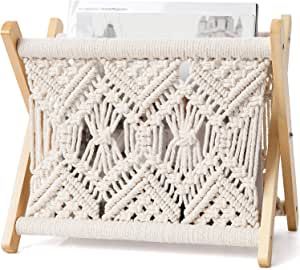 Mkono Macrame Magazine Rack Boho Magazine Holder Storage Standing Basket for Books, Newspapers, Swaddle Blanket, Living Room, Bathroom, Office, Nursery, Home Decor, Small Size, 11.22’’L x 7.5’’W added by Jamie Stellato