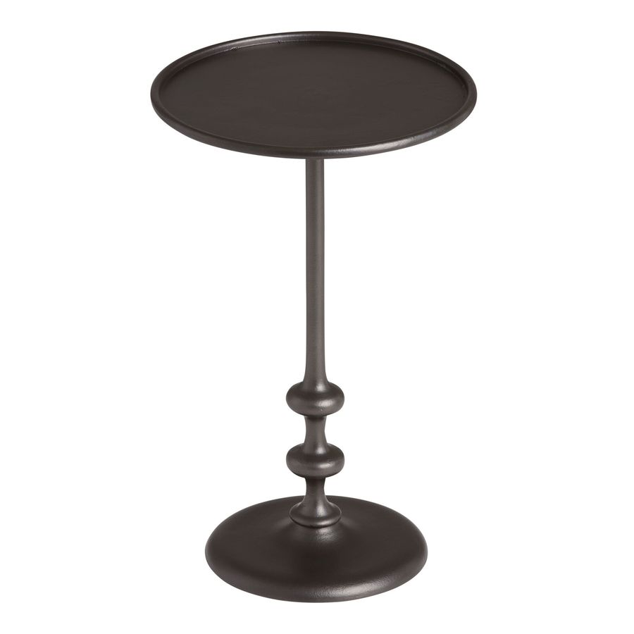 Kitt Round Blackened Bronze Bobbin Accent Table - World Market added by Jenna Quinones