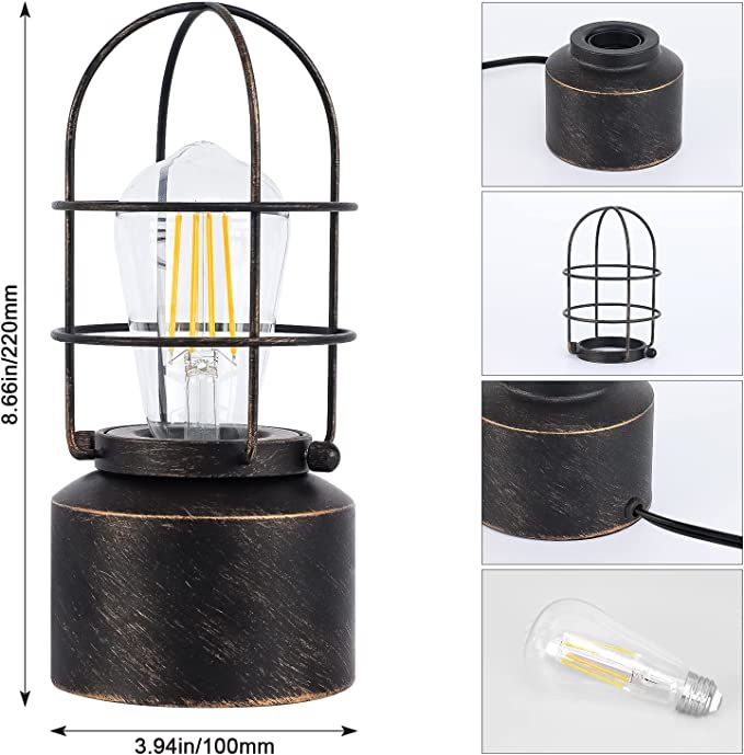 Haian Touch Table Lamp, 3 Way Dimmable Small Industrial Desk Lamp, Steampunk Antique Nightstand Lamp, Vintage Wrought Iron Edison Desk Lamp, Small Lamp for Bedroom, Living Room(LED Bulb Included) added by Nomadic Nooks