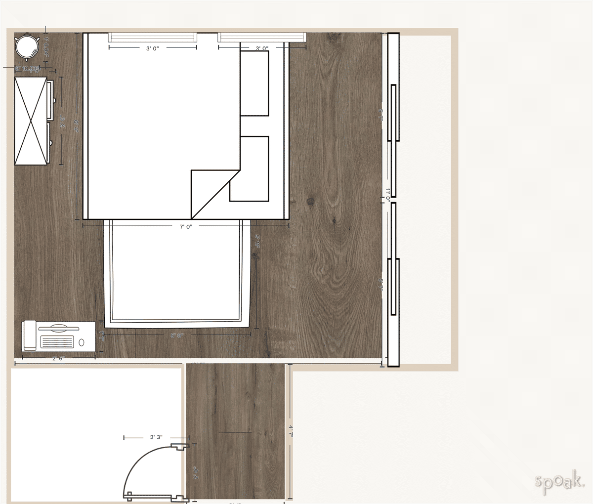 Rectanglar Bedroom Plan designed by Jeannie Richards