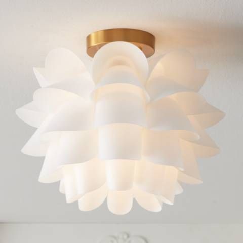 Possini Euro White Flower Gold Finish 15 3/4" Wide Ceiling Light - #97E43 | Lamps Plus added by Jamie Stellato