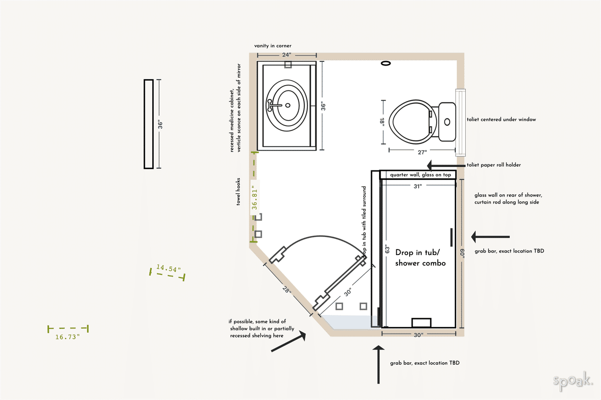 Half Bathroom Plan designed by Elaine Wackerly