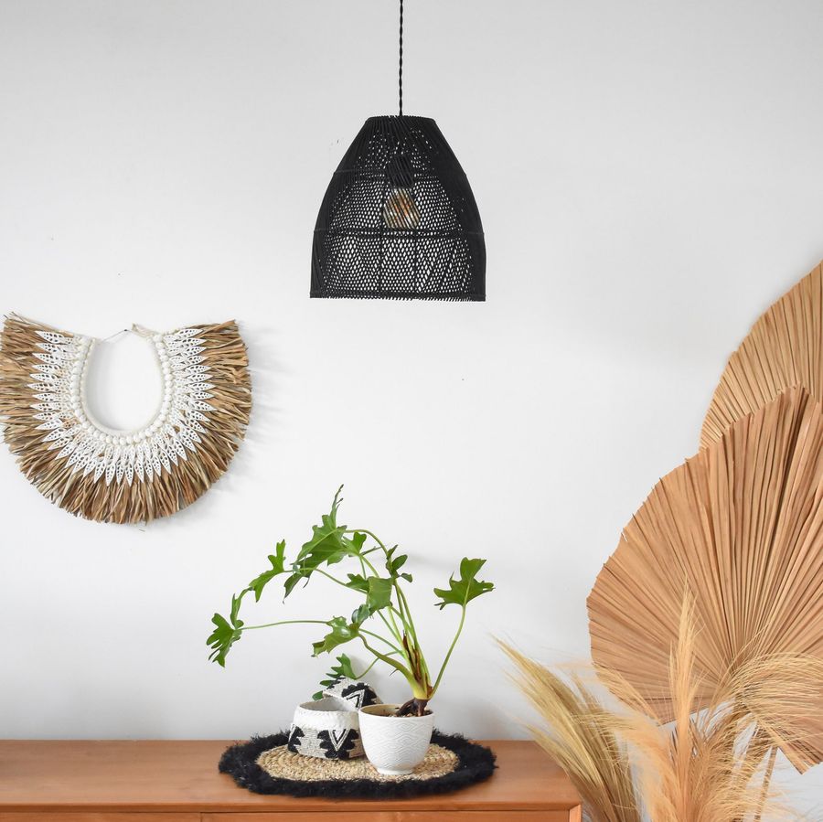 Set of 3 Black Rattan Pendant Lampshade SUMBA BLACK added by Natasha Ross