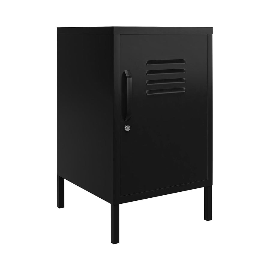Shadwick 1 Door Metal Locker Style Livingroom End Table, Black  15"L x 15.75"W x 27.125"H added by Kate Lynn Nemett