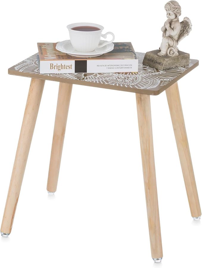 Hanobe Small Side Coffee Table: End Table for Living Room Spaces - Wooden Table Bedside Home Boho Decor Rectangle Brown added by KATHERINE ECK
