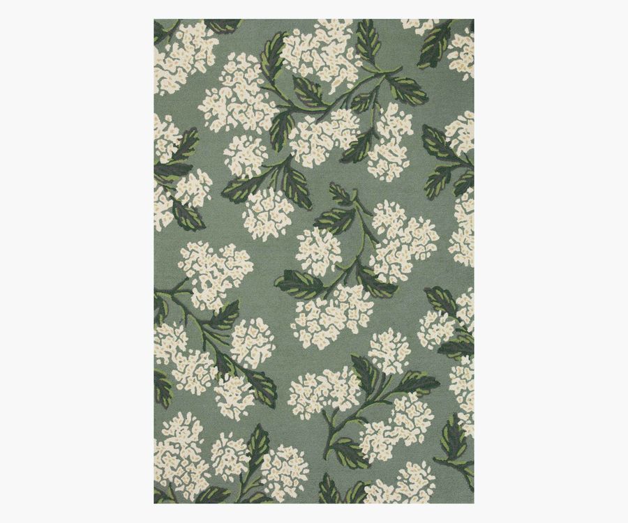 Joie Hydrangea Sage Wool-Hooked Rug | Rifle Paper Co. added by Meg Kinsinger