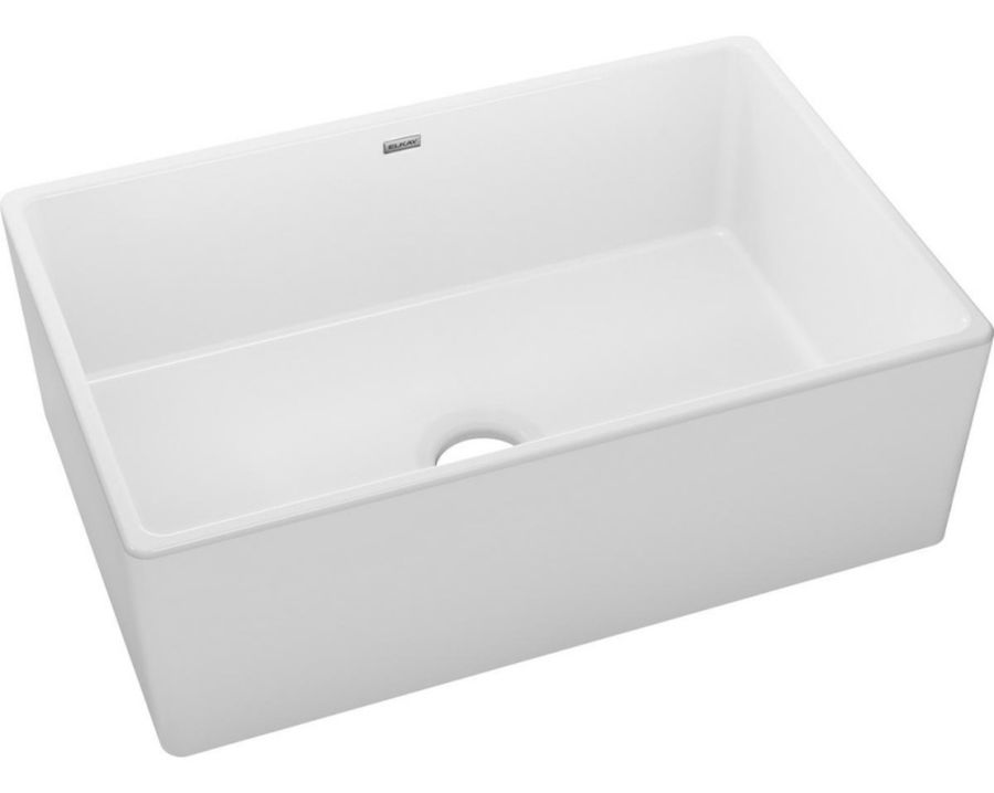 Elkay Fireclay 29 7/8"x19.75"x10 1/16" Single Bowl Farmhouse Sink, White - Contemporary - Kitchen Sinks - by Sink Source | Houzz added by Kate McKay Designs